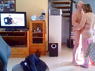 Grandfather And grandmother On web cam