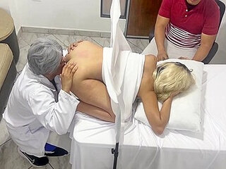 Perv Poses As A Gynecologist medic To penetrate The mind-blowing wifey Next To Her Dumb spouse In An glamour Medical Consultation